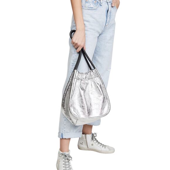 PROENZA SCHOULER Large Ruched Tote in Metallic Crinkled Leather - Picture 2 of 16